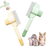 JYNVO 2 Stück Katzenkamm, Fellpflege Kamm für Katzen, Fellbürste & Haustierpflege, Umweltfreundlich, Für Lang- Und KurzhaarpflegeMassagen, 20 cm (Grün, Gelb)