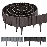 Suusolny Holzoptik Rasenkante Kunststoff Beetumrandung Garten Holzmaserung imitiert Mähkante Palisade Flexibler Holzzaun Gartendeko Gartenpalisade Gartenzaun Umzäunung - Braun - 4 Stück - 2.3m