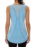 Wayleb Sporttop Damen Yoga Tanktop Mesh Rücken Ärmelloses Sport Oberteil Laufen Fitness Funktions Gym Activewear-Tanktops, Himmelblau L