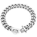 YOTHIWAD Hundehalsband aus Metall mit Sicherer Schnalle,Ketten Halsband Hund, Kubanische Gliederkette, Edelstahl Starke Schwerlast kaubeständig Gehtrainingshalsband für Hunde（45cm）