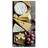Appetitliches Deko Stoffbanner,Käsebrett mit Trauben' 100 x 200 cm Gelb Deko-Banner Textil-Banner Dekoration Banner Wanddeko schwer entflammbar
