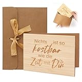 Geburtstagskarte Frau, Holzkarte 'Nichts ist so kostbar wie die Zeit Dir ', Besondere Liebeserklärung, Holz Valentinstag Karte Grußkarte für frauen (10 * 15cm)