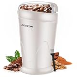 Aigostar Bella - Elektrische Kaffemühle und Gewürzmühle， Kaffeebohnenmühle Elektrisch für Getreide， Gewürze und Nüsse， 60g， 150W， Milchig Weiß