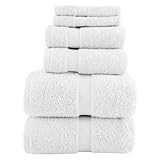 Lavish Home 6-teiliges Handtuch-Set, 550 g/m², 100 % Baumwolle, Badezimmerzubehör, 2 Badetücher, 2 Handtücher und 2 Waschlappen, weiches und saugfähiges Badezimmer-Set für Dusche, Fitnessstudio