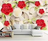 Rosen Geometrische Kreise 3D Tapete Poster Restaurant Schlafzimmer Wohnzimmer Sofa TV Dekorative Wand-350cm×256cm