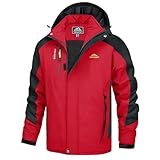 KEFITEVD Übergangsjacke Herren Jacke Wasserdicht Outdoor Softshelljacke Leicht Winterjacke Winddicht Windbreaker Regenschutz Funktionsjacke Freizeit Jacke Männer Rot M