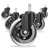 COSYLAND Rollen für Bürostühle 5pcs -11mm x 22 mm Bürostuhl Rollen - Gummirollen für Bürostuhl - Sehr Leise Hartbodenrollen - Passend für 99% Bürostuhlrollen