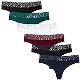 INNERSY Tangas Damen Sexy String für Frauen Spitzen Unterwäsche Baumwoll Strings Mehrpack 6 (M, Beliebt Mehrfarbig)