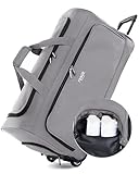 FERGÉ Reisetasche mit Rollen Paris | Separates Schuhfach Weichgepäck Trolley Reisetasche Weekender Paris 90 Liter, grau
