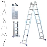 Gelenkleiter Stavalance 4x4 Aluminium Multifunktionsleiter 4x4 Stufen - 4,6 m Länge klappbar - Leiter 4-teilig bis 150 kg - Gelenkleiter Klappleiter Stehleiter Aluleiter