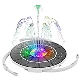 AISITIN 3.5W LED Solar Springbrunnen für Außen mit Fernbedienung, Buntes LED Solar Teichpumpe mit 3000 mAh Akku LED Solarbrunnen für Draussen mit verschieden Düse Wasserpumpe für Garten,Vogelbad,Teich