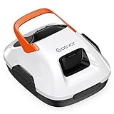 Gosvor Poolroboter Akku, Automatischer Poolreiniger mit Doppelmotor, bis zu 90 Min. Betriebszeit, Benutzerfreundlich, 3,4kg Leicht, Kabelloser Poolsauger Ideal für Flache Pools bis zu 80㎡, Weiß-Orange