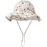 MVNB Kinder-Sonnenhut mit Blumenmuster, breite Krempe, LSF 50+, Schutzhut für Kleinkinder, Jungen, Mädchen, verstellbare Schleife, Fischerhut, Wintermütze, Beige, 52