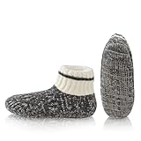 WOTENCE Herren Kuschelsocken Warme Stoppersocken Dicke Wintersocken Hüttensocken Bettsocken mit Fleece Futter und ABS Anti-Rutsch Noppen （Dunkelgrau）