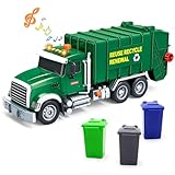Mostop 15 'großes Müllwagenspielzeug, Reibungsmüll Recycling -LKW mit Lichtern und Geräuschen, 3 Mülleimer mit Müllkarten, Kinderspielzeug für 3 4 5 6 7 Jahre alte Jungen Mädchen Geschenke