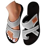 Generisch Orthopädische Sandalen Damen Hallux Valgus Sommer Flach Pantolette Leichte Mesh Zehentrenner Strandlatschen Bequem & Atmungsaktiv Hausschuhe mit Zehe Ring Damenhausschuhe Damen-Slipper