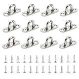 12 Stück Augplatte Edelstahl, M5 Augplatte mit Öse, Deckenhaken, Befestigungshaken, Wandöse, ösenplatte mit Schrauben für Hängende Seilen, Markisen oder Pflanzen