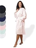 SIEGENTHAL® Damen Bademantel Waffelpique 100% Baumwolle mit Schalkragen Leicht Morgenmantel - Rosé L - XL