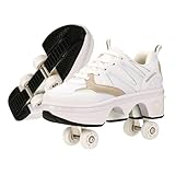 Schuhe mit Rollen für Mädchen und Jungen - Rollschuhe Schuhe für Kinder - Roller Skate Shoes - Atmungsaktives Mesh-Material - Geburtstagsgeschenk, Grau-42