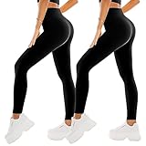 SINOPHANT 2er Pack Leggings Damen High Waist - Sportleggins Elastisch Yogahose Blickdicht Fitness Gym Yoga(2 Schwarz/Schwarz,L-XL)