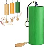 Klangspiel aus Bambus, Meditationsglocken für draußen, Zen, Windspiel als Dekoration für Zuhause, Yoga, Tiefenklang-Heilinstrumente, Glockenspiel (Grün)