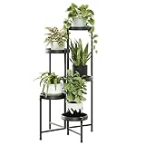 Bamworld Blumenständer Metall 5 Ebenen, Modernes Pflanzenregal für Innen und Außen, Stabiler Pflanzenständer mit Mehreren Ablagen, Platzsparender Blumenhocker für Wohnzimmer Balkon Garten