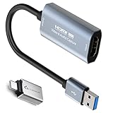 Videoaufnahmekarte, 4K Cam Link-Karte, HDMI auf USB Capture-Karte, 1080P 60HZ, Videoaufnahmegerät für Spiele, Streaming, kompatibel mit Mac OS-System, Windows für PS4 PS5, Switch, Xbox1
