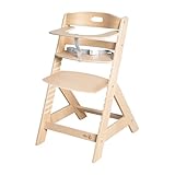roba Babyhochstuhl Liv Up - Mitwachsender Hochstuhl aus Holz - Verstellbarer Kinderhochstuhl mit Schrittgurt - ab 6 Monaten bis 70 kg - Natur-FSC