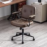chairus Ergonomischer Bürostuhl PU Leder Schreibtischstühle Drehstuhl Verstellbarer Computerstuhl Modern Gepolsterter Arbeitsstuhl (Braun)