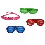 POWZOO LED Brille, 12 Stück Neon-Partybrille Set, Leuchtende Brille, mehrere Stile von Rave Brille, Leuchtbrille für geburtstag, Weihnachten, Halloween, Karneval, Partydekorationen