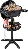 FANTASK 2 in 1 Elektrogrill für Balkon,1200W Tischgrill & Standgrill mit 2-Zonen Grillplatte, 180°C-270°C, Grill elektrisch mit Standfuß