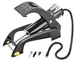 MICHELIN Fußluftpumpe Einzylinder analog – Universal-Fußpumpe bis 4  bar | robuste Trittfläche, 67 cm Schlauch, Adapter für Auto, Fahrrad, Ball