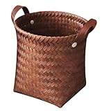 DOITOOL Imitation Rattan Aufbewahrungskorb Klein Leichter Wäschekorb aus Kunststoffgeflecht Vielseitiger Organizer für Kleidung und Schreibtisch
