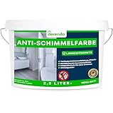 derendo Anti Schimmelfarbe 2.0 für feuchte Räume Badezimmer Schlafzimmer Wandfarbe innen weiß mit sehr hohe Deckkraft Schimmelbeseitigung Schimmelentferner Langzeitschutz (2.5 Liter)