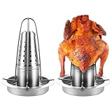 CYEER 2 Stück Hähnchen Ständer, Hähnchenbräter, Hähnchengrill, Hähnchenhalter, Hähnchenhalter Grill, Hähnchen Grill Ständer, Geflügelbräter mit Abtropfschale, Hähnchengriller für Grillabende im Freien