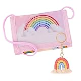 Brustbeutel Kinder Dreifach Gefaltete Geldbörse mit Schlüsselanhänger, Regenbogen Geldbeutel Kinder Portemonnaie mädchen portmonee zum Umhängen Schultüte Füllung Geschenk für Jungen & Mädchen