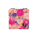 Legami - Handtaschenspiegel, mit Vergrößerungsspiegel, verzerrungsfrei, ideal für Handtasche und Reise, 6x6 cm, Blumenmotiv, Flowers, Unit