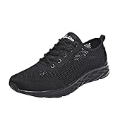 Netzschuhe für Herren, atmungsaktiv, Jogging-Sneaker, Schnürschuh, flach, einfarbig, Tennis-Turnschuhe, rutschfest, gepolstert, athletischer Sneaker, leicht, langlebig, weiche Sohle, Lauf- und