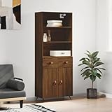 LVHUIDEH Highboard, Sideboard, Beistellschrank, Aufbewahrungsschrank, Buffetschrank für Wohnzimmer Esszimmer Flur, Langlebig und Robust, Braun Eichen-Optik 69,5x34x180 cm, Holzwerkstoff