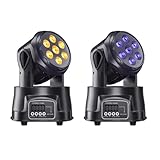 Areyourshop 2er Pack 7x10W RGBW 4-in-1 LED Moving Head Bühnenlicht – DJ Beleuchtung für Bühnenauftritte, KTV, Hochzeiten und Events – Kompakt, Hochleistung & Vielseitige Steuerungsmodi