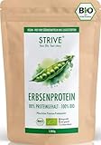 STRIVE ERBSENPROTEIN | 100% BIO | Vegan | 88% Proteingehalt mit allen Aminosäuren | 1Kg | Premium Erbsenprotein Isolat | Frei von Zusatzstoffen | Geprüfte Bio-Qualität DE-ÖKO-039