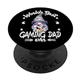Best Gaming Dad GNOME with Headset for Funny Gamer Grandpa PopSockets Klebender PopGrip