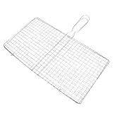 SHINEOFI Tragbarer Edelstahl Fischgrillkorb mit Klemme 21X39cm Camping Grillzubehör für Gemüse Fleisch Meeresfrüchte Picknick und Outdoor Bbq