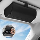 Brillenhalter für Auto Sonnenblende Auto Brillenhalter Sonnenblende Brillenetui Universal PU Leder Auto Sonnenbrille Brillenetui Brillenbox Aufbewahrungsbox Organizer (Pures Schwarz)