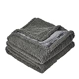Dogat wasserdichte Hundedecke waschbar 100x80cm beidseitig verwendbare Haustierdecke für kleine und mittelgroße Hunde und Katzen Sofabezug und Bettschutz weiche Sherpa-Fleece- und Flanelldecke grau