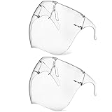 2er-Pack Gesichtsschutz Weiß mit Brille, Beschlagfreier Transparenter Klar Gesicht Visier für Frauen, Männer und Kinder, Ultraklar, Tropfen Spritzschutz Wiederverwendbar Schützende Kunststoffmaske