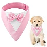 CENCERY Hunde-Smoking mit Fliege, Hochzeitshalsband für mittelgroße Hunde, Hundekostüm für Hochzeiten, Verlobungen und Geburtstage (Halsumfang: 35–45 cm, Rosa)