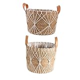 ORFOFE 2St Blumenkorb aus Rattan pflanzenkorb blumentopf Set Korb für Pflanzen Garten zubehör pflanzgefäß Pflanzkörbe Indoor mit Einsatz Bauernhaus Sukkulenten Topf Baumwollfaden Brown
