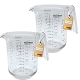 Westmark 2 Messkannen/-Becher mit mehrsprachigen Messskalen und verschiedenen Maßeinheiten, Füllvolumen: 1 Liter, Kunststoff, Gerda, Transparent, 306822E3