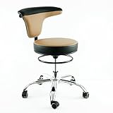 HANDWERK - Objektmöbel - Versa Drehstuhl, Erzieherstuhl, Gesundheitsstuhl, Kunstleder, Farbe wählbar, um 360 Grad drehbar, höhenverstellbar, auf Rollen (Sandbeige, 47-60 cm)
